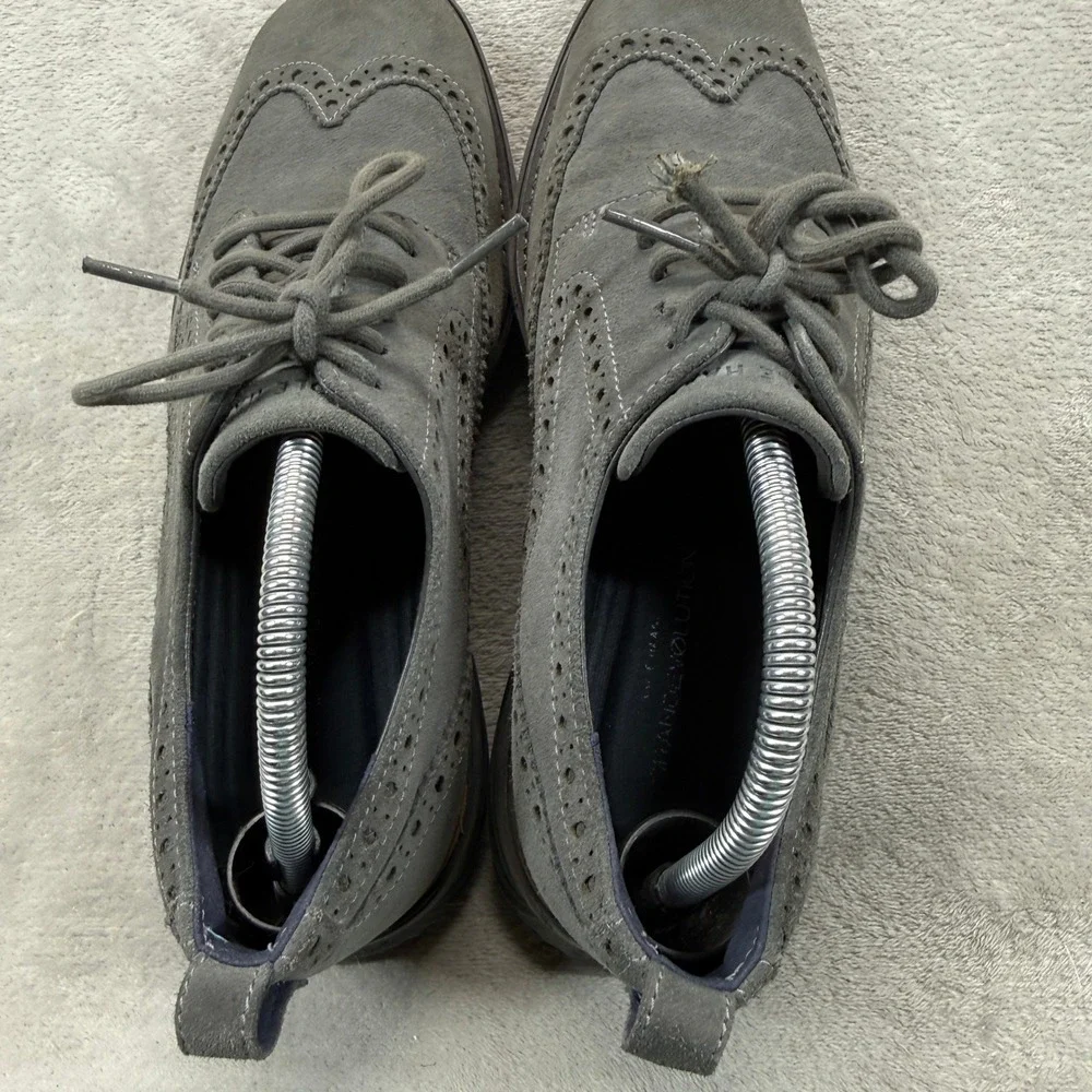 Cole Haan Shoes Men 8.5M Grand Evolution Wingtip Oxford Grey Suede Dress Sneaker